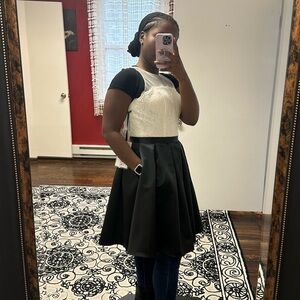 Short color block dress.